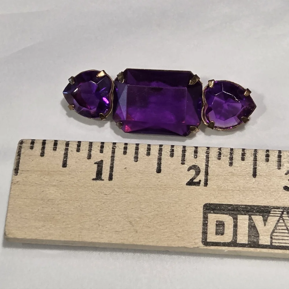 Vintage 80s Lot Of 3 Acrylic Plastic Gem Brooches